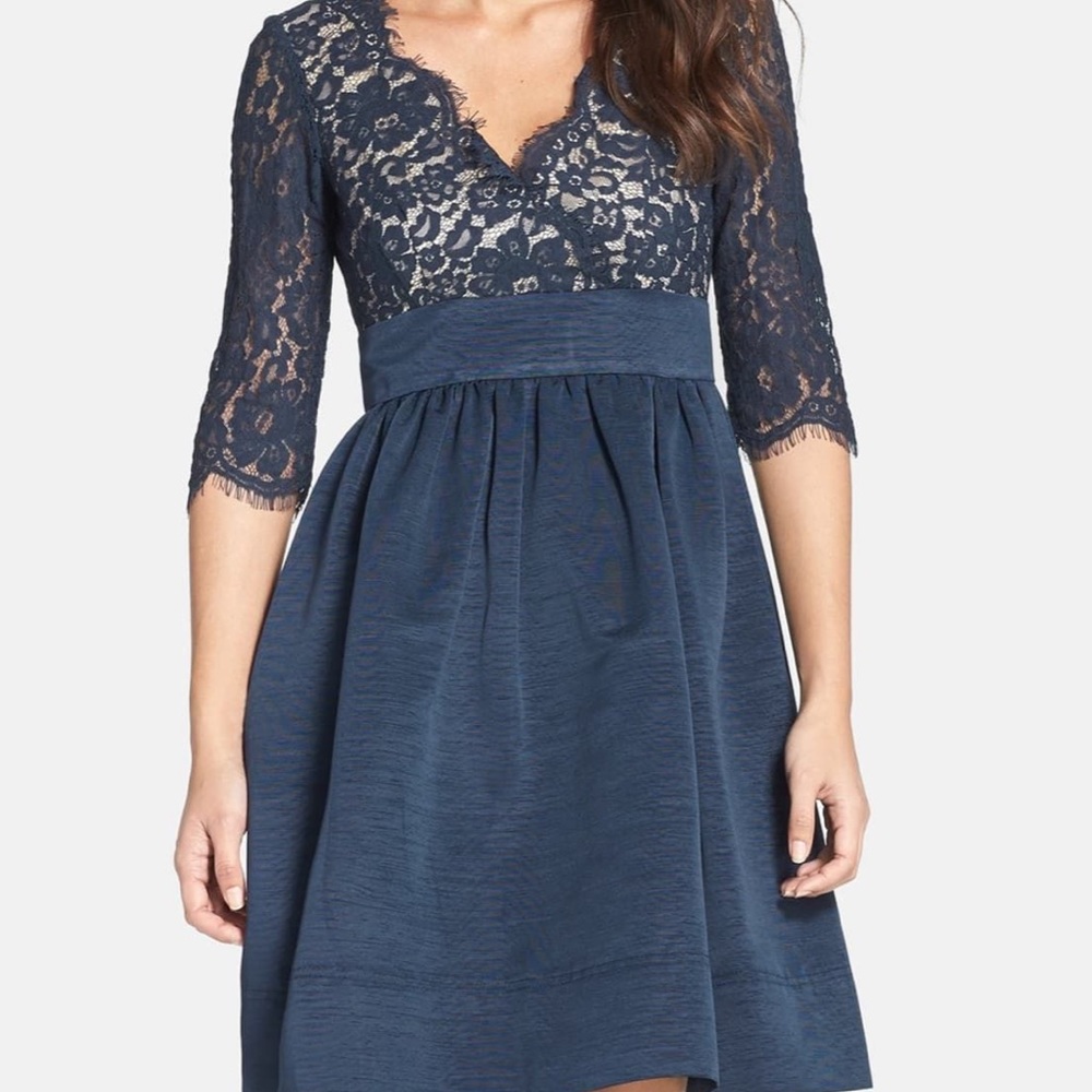 Eliza J lace top fit and flare dress